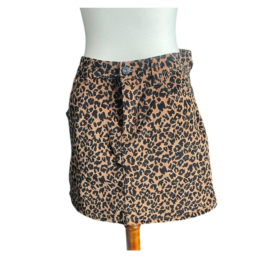 Vanilla Star Leopard Print Corduroy Skirt Women Size 9